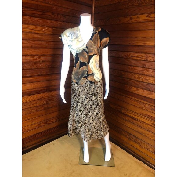 Leopard Skirt, Silk Skirt, Silk Chiffon Skirt, Animal Print Skirt, Silk Dress, A - Picture 2 of 10